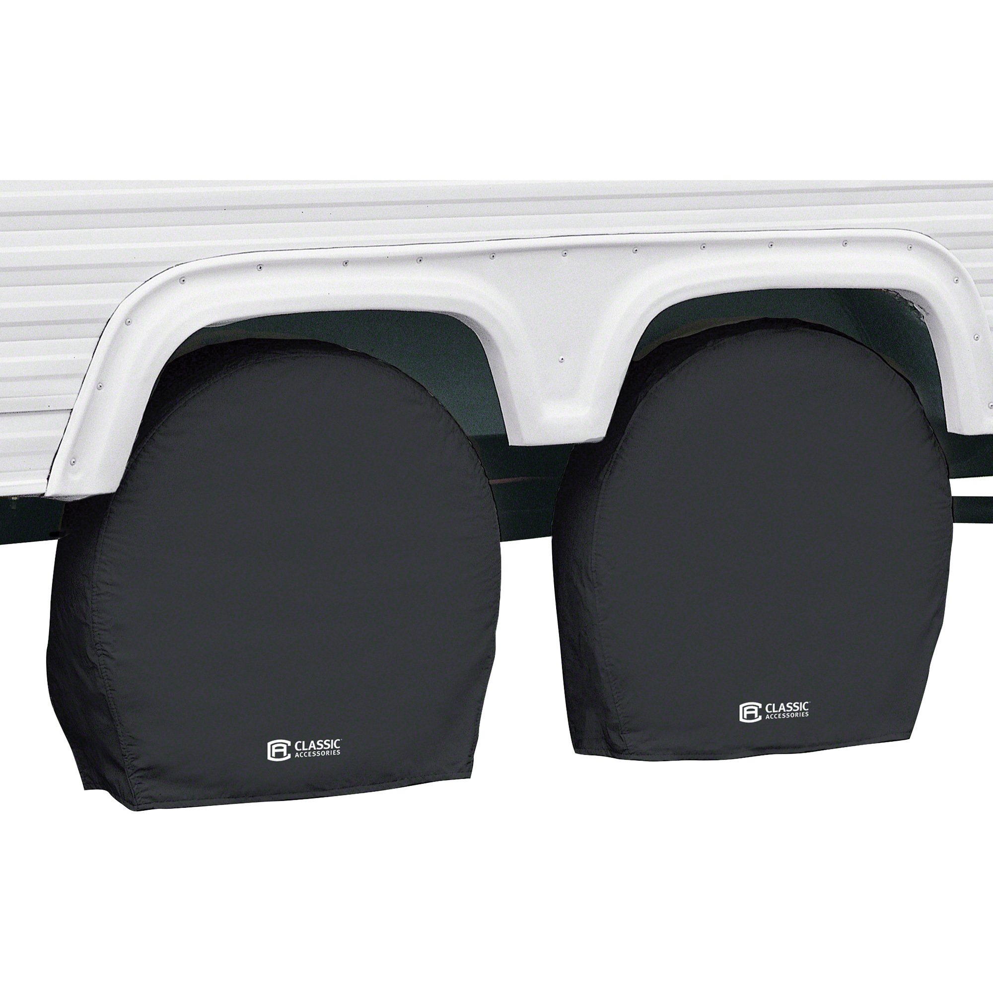Classic Accessories RV Wheel Covers, 2 Covers, Black, Fits 37in.-41in. Tire Dia., 9.25in. Tire Width, Model# 80-241-190402-00